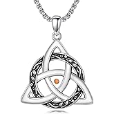 ROMANTICWORK Mustard Seed Necklace 925 Sterling Silver Teardrop Filigree Celtic Knot Pendant Irish Celtic Filigree Jewelry for Women Men Birthday Gifts