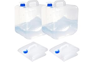 Cosell Collapsible Water Container with Spigot & Hook, BPA Free Water Jug, Foldable Carrier Bucket, Water Storage Container for Camping Hiking Survival Kit, 2-Pack (20L/5.3 Gallon)