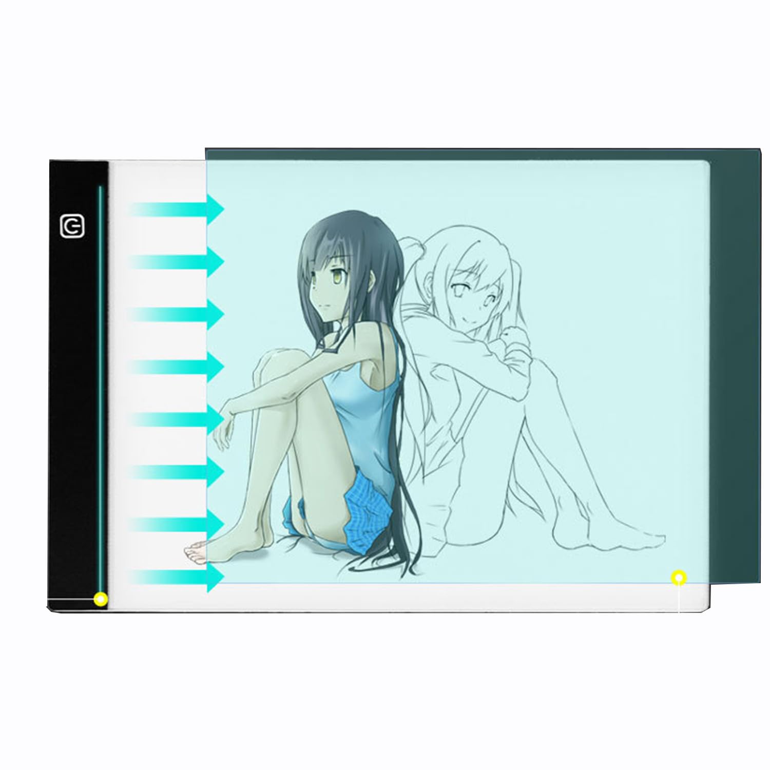 LED Light Pad, Animation Tracer Light Box Drawing Copier Desk Eye Protection Design A4 Touch Lightness Adjustable Smart for Artist Professional Carton Make Sketch Education Design Children (Home)