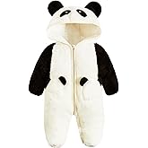 JiAmy Baby Fleece Snowsuit Animal Hooded Winter Romper Warm Footed Onesie Padded Infant Stroller Jumpsuit