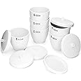 QWORK Durable Porcelain Crucible with Lid, 100ml Capacity, for School, Laboratory, 6 Pack