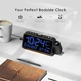 ROCAM Radio Alarm Clock Projector Ceiling Wall Digital USB C Temp Humidity view 2