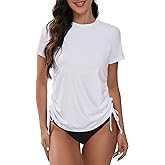 Bonneuitbebe Women's Short Sleeve Rash Guard Shirts UV Protection Swim Shirts UPF 50+ Lightweight Adjustable Tie Swimwear