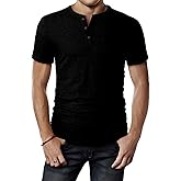 H2H Mens Casual Premium Slim Fit Henley T-Shirts Short Sleeve Lightweight