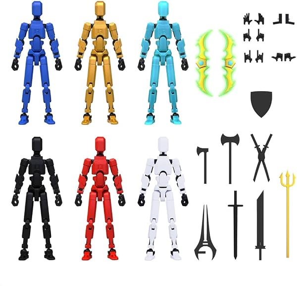 MerryXD 6 Pack Assembly Completed T13 3D Action Figure,Dummy Nova Titan Lucky 13 Action Figure 3D Printed Multi-Jointed Movab