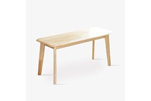 Livinia Canberra 37.4" Wooden Dining Bench/Mid Century Modern Solid Malaysian Oak Kitchen Bench (Natural Oak)