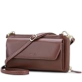 nuoku Womens RFID Wallet Purse Wristlet Crossbody Clutch with Zip Around 2 Strap | RFID, Zip Around, 2 Strap