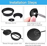 Rayibuir 2 Pack Desk Grommet Zinc Alloy Cable Cord Organizer Flat Black 60mm view 5