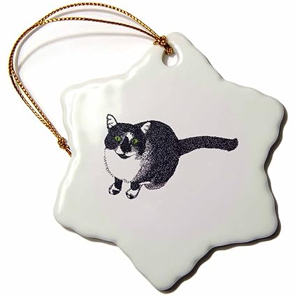 Amazon Com 3drose Orn 113595 1 Cute Black And White Tuxedo Cat In