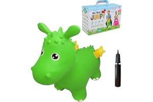 GERARDO'S Toys - Kids Bouncy Animal Hopper - Green Dragon | 32 x 12 x 21.3 in | Toys for Toddler Girls & Boys | Toddler Bouncy Animal Includes Hand