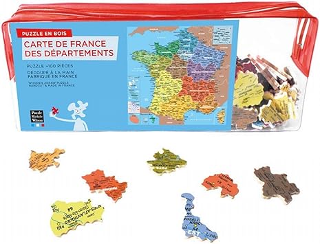 Puzzle 100 Pieces Puzzle En Bois Carte De France Avec Nouvelles Regions 1 Departement 1 Piece De Puzzle Amazon Fr Jeux Et Jouets