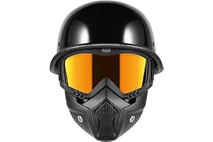 TRUSTERTHEE Motorcycle Half Helmets with Face Shield, German Style Motorcycle Helmet for Adult Men Women, DOT Approved Retro Half Shell Helmet for Moped Cruiser Scooter