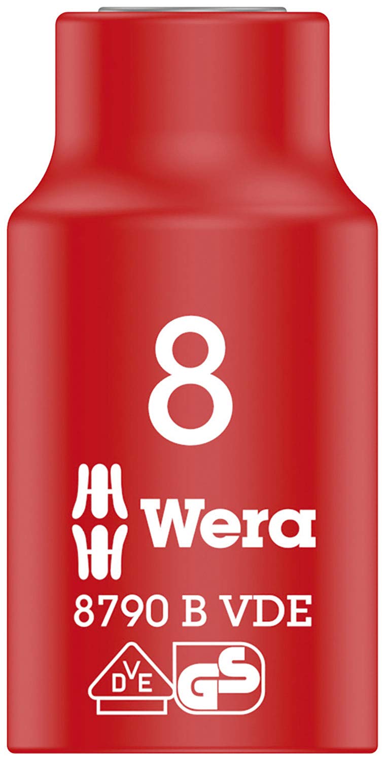 Wera 8790 B Zyklop Vde 3/8 Drive Socket, 8 x 46 mm, 05004952001, Red and Yellow, 8