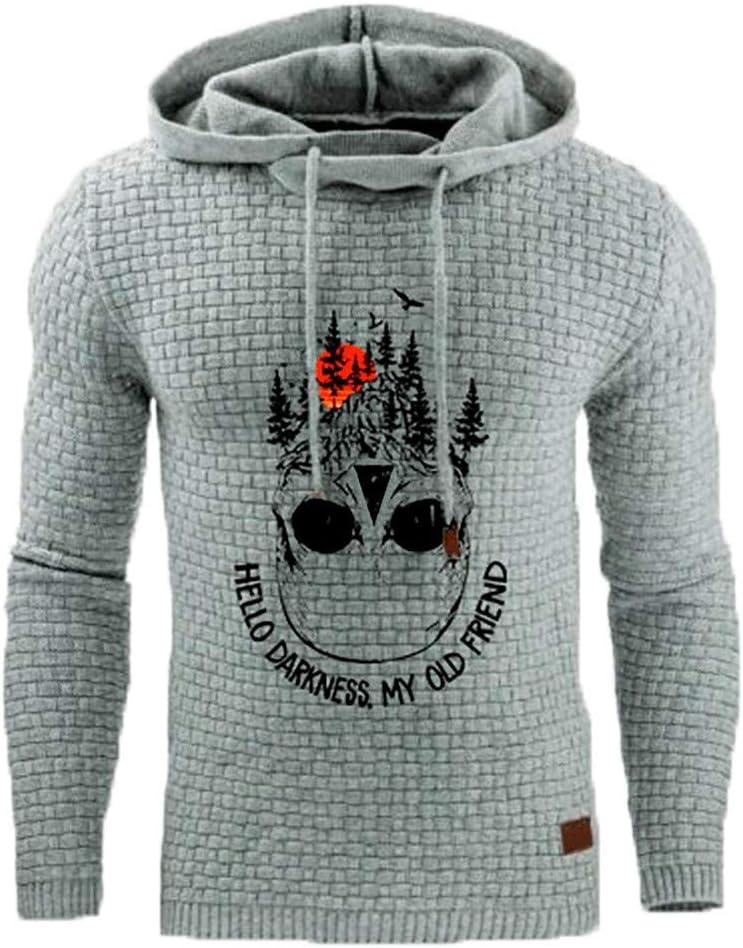 KUDICO Mens Hoodie Sweatshirt Casual Letter Printed Long Sleeve Tops Pullover Fashion Plaid Cloth Pullover Outerwear Oversized