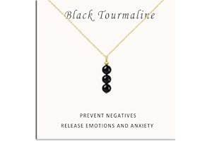 SmileBelle Crystal Necklace, Jade Necklace for Women as Anniversary Birthday Mothers Day Gifts for Women 14k Gold Black Tourm