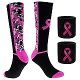 Breast Cancer Awareness Pink Ribbon Socks