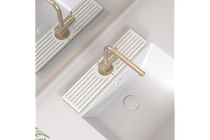 TELOMET Faucet Mat for Kitchen Sink, Water Absorbent Kitchen Faucet Mat, Durable Sink Splash Guard with Raised Feet, Diatomite Fast Drying Kitchen Sink Faucet Mat, Bathroom Stone Drying Tray for Counter