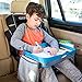 Kids Travel Activity & Snack Tray by On The Go Families | Child & Toddler Car Seat Tray | Road Trip Essential Lap Desk for Carseat, Booster, Stroller, Airplane | Waterproof & Machine Washable (Blue)