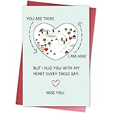 Qiavor Romantic Miss You Card for Boyfriend Girlfriend, Funny Long Distance Relationship Card, Missing You Gift for Family Friends, I Hug You with My Heart Everyday