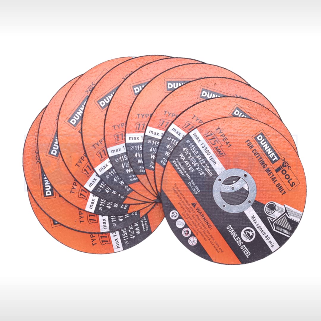 Dunnet Tools 10pc 115mm Metal Cutting Discs Heavy Duty Angle Grinder Discs For Metal Cutter Ultra Thin Angle Grinder Cutting Discs For Fast And Clean Cuts Grinding Disc Multipacks