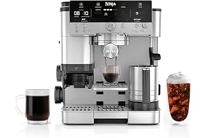 Ninja Luxe Café 3-in-1 Espresso, Drip Coffee and Cold Brew Machine | Intergrated Coffee Grinder, Milk Frother, Assisted Tamper & Built-In Espresso Accessory Storage | Stainless Steel | ES601