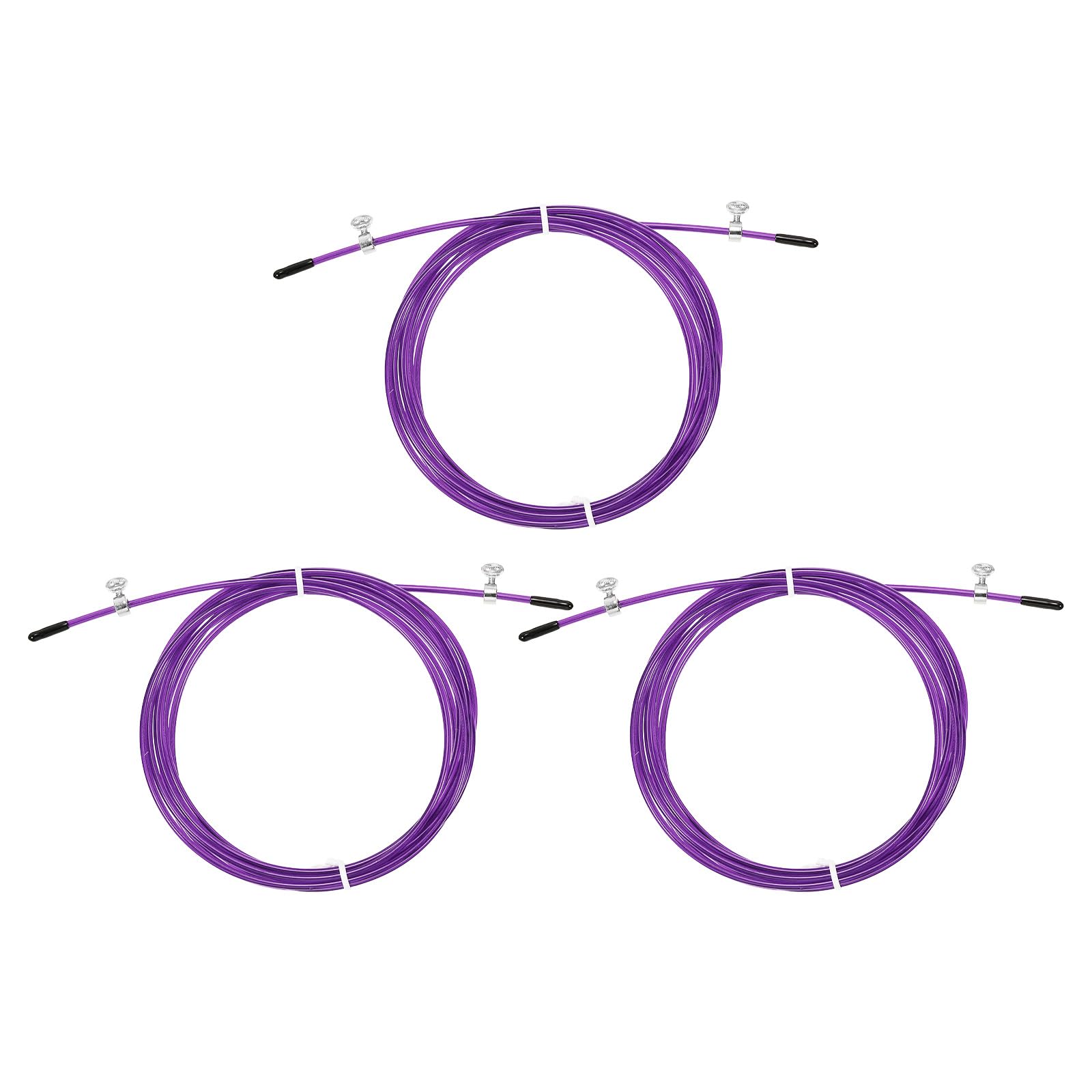 PATIKIL 10Ft Speed Jump Rope Replacement Cable, 3 Pcs 2.5mm Professional Skipping Rope Steel Wire Replace for High Speed Jump Ropes, Purple