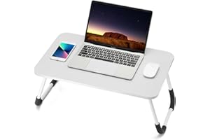 Ruxury Folding Lap Desk Laptop Stand Bed Desk Table Tray, Breakfast Serving Tray, Portable & Lightweight Mini Table, Lap Tablet Desk for Sofa Couch Floor - White