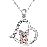 DAOSHANG Sterling Silver Cute Animal Heart Yorkie Squirrel Pendant Necklace for Women Animal Charms Jewelry Birthday Christmas Gift