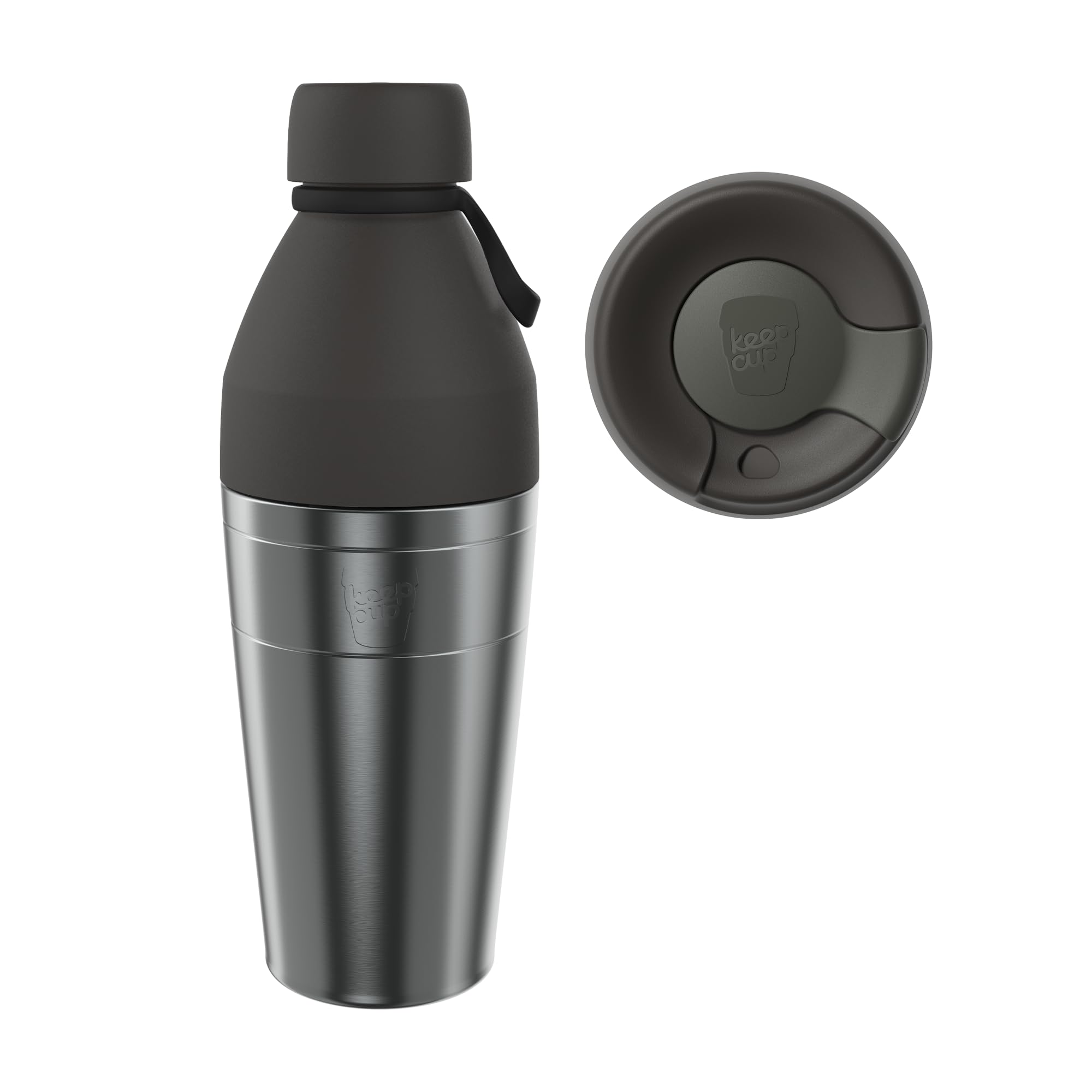 KeepCup Cup-to-Bottle Kit, 2 in 1 Reusable Water Bottle and Travel Mug, Insulated Stainless Steel Dual Opening with Leakproof Sipper Lid - 660ml Bottle to 16oz Cup - Nitro Black — image 1