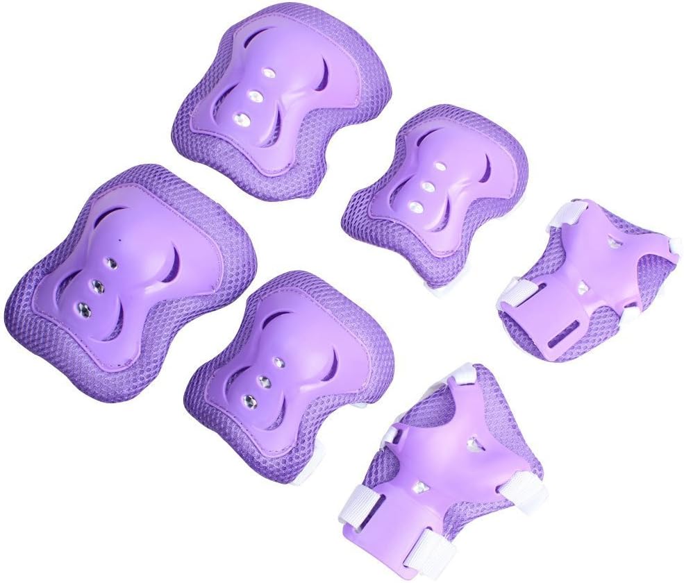 eNilecor Kid's Inline Skating Roller Blading Wrist Elbow Knee Pads Blades Guard Gift for Children's Day, Christmas Pack of 6