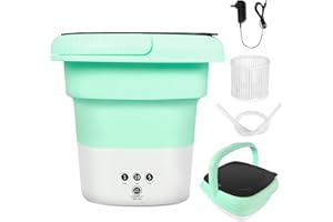 HULKNPEW Portable Washing Machine,6.5L Folding Washing Machine,Mini Washer,Small Portable Washer Easy to Carry,Suitable for Apartments, Dormitories, Camping, RV, Travel Laundry,Hotels (Green-6.5L)
