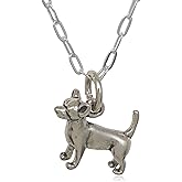 EnCharmed Sterling Silver Tiny Chihuahua Mexican Dog 3D Charm Necklace, 18"