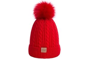 ALEPO Kids Winter Beanie Hat, Children's Warm Fleece Lined Knit Thick Ski Cap with Pom Pom for Boys Girls