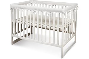 GENERIC 4Pcs Crib Rail Covers for Teething&Corner Guard Coverage Straps, Anti-Collision Strip Corner Cover (White)