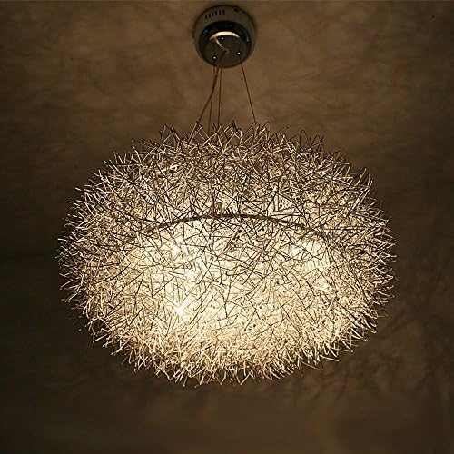 Dining Room Ceiling Pendant Light Modern 20" Aluminum Wire Oval Nest Eight Glass Eggs Living Room Chandeliers Restaurant Pendant Lighting Fixtures
