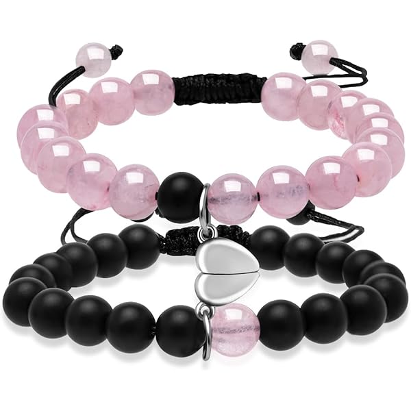 Bracelets Couple Magnétiques TV Girl - 2 Pièces, Aimants En Forme De Cœur, Perles Cristal, Idéal Saint-Valentin, Anniversaire