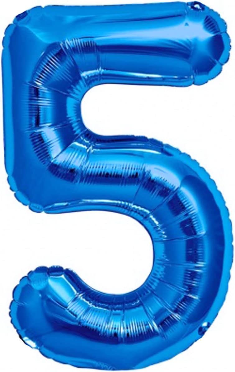 Jonami Balloon 5th Birthday Blue XXL 40” Foil Balloon Number 5 Helium Ready