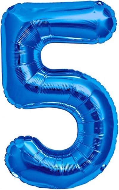 Jonami Balloon 5th Birthday Blue XXL 40” Foil Balloon Number 5 Helium Ready