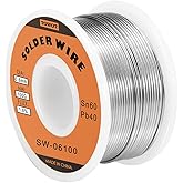 TOWOT Tin Lead Rosin Core Solder Wire for Electrical Soldering, Content 1.8% Solder Flux Sn60-Pd40 (0.6mm, 100g) Only TOWOT C