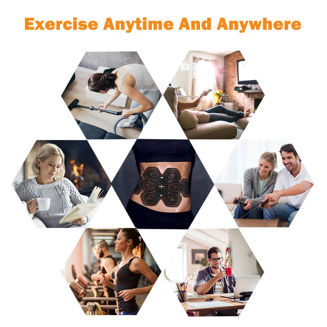 WONIU Muskelstimulation Elektrostimulation EMS Trainingsgerät Professionelle USB Aufladen Fettverbrennung Massage-gerät Elektrostimulatoren für Damen Herren (Schwarz)