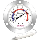 GOATACURA Vapor Capillary Refrigeration Thermometer, Stainless Steel Flanged Panel Mount, 2" Dial Size, 48" Capillary, -40-60 Deg F/-40-15 Deg C