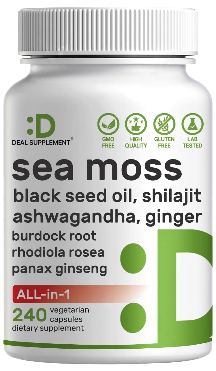 Sea Moss, Black Seed Oil, Shilajit, Ashwagandha, Ginger