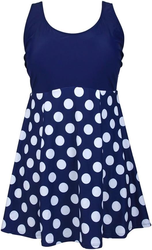 Kxing Swim Dress Women Plus Size Swimwear One Piece Bathing Suit Swimdress Vintage High Waisted Swimsuit
