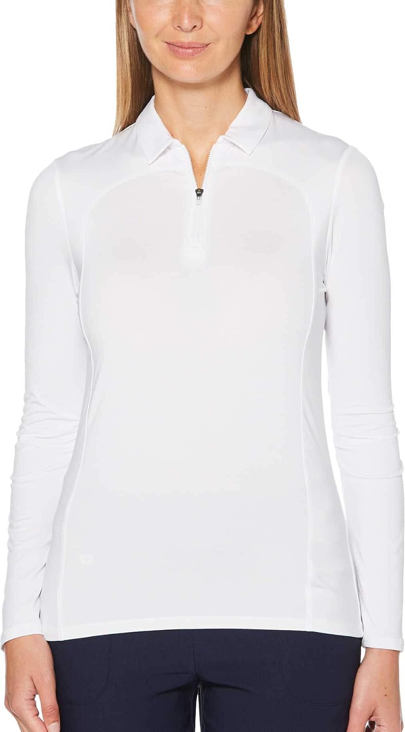 Callaway Women's Golf Chest Stripe Long Sleeve 1/4 Zip Mock Pullover