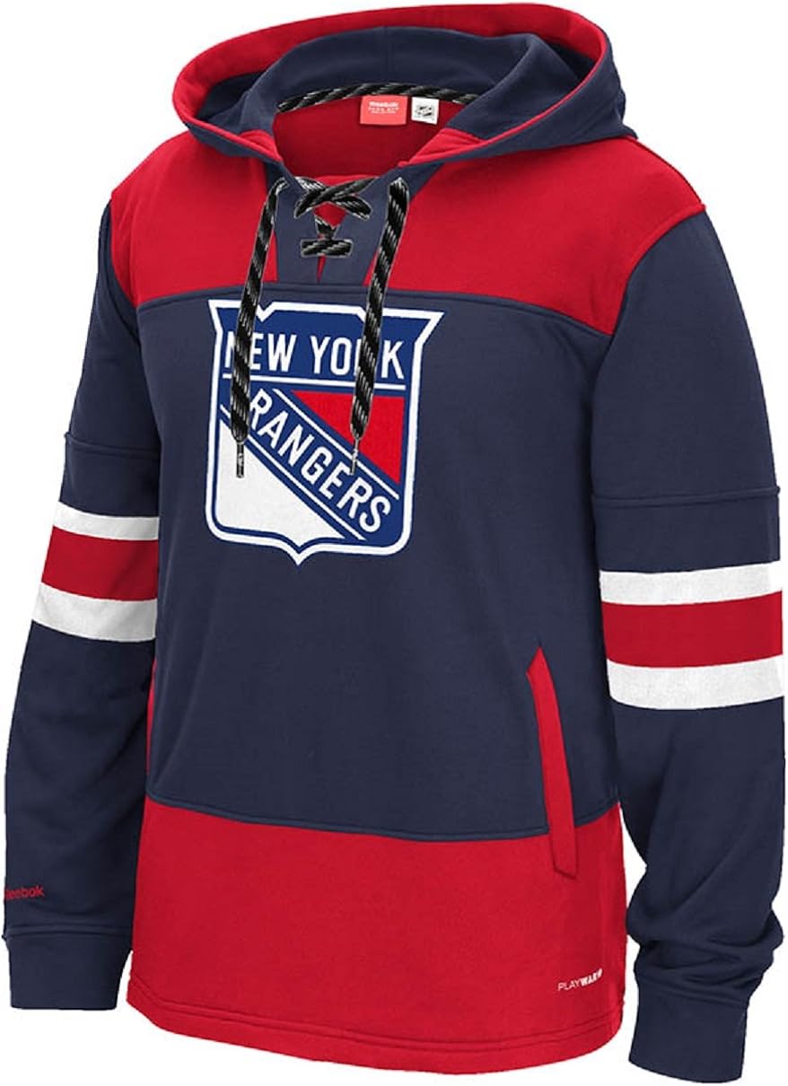Amazon.com : Reebok New York Rangers NHL Team Face Off Skate Lace Hooded Sweatshirt : Sports 