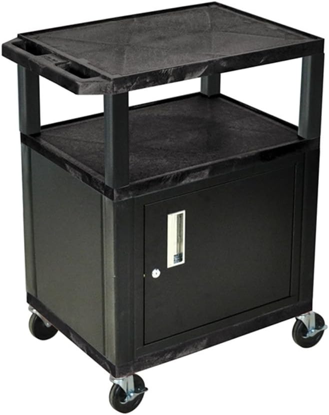 Offex Mobile 34"H Tuffy AV Cart With 3 Storage Shelf, Lockable