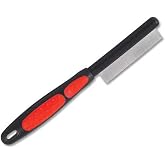Ryan's Pet Supplies Paw Brothers Flea Comb for Small and Large Dogs and Cats with Handle, Professional Dog Grooming Kit and Supplies, Puppy Essentials, Black and Red, 8.8 Inches