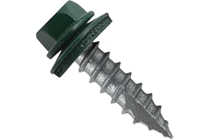 JAKE SALES #14 Metal Roofing Screws: (250) 1" Ivy/Forest Green Hex Head Sheet Metal Roof Screws with EPDM Washer for Corrugated Roofing