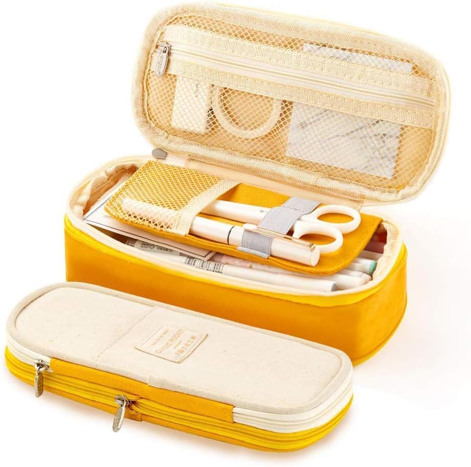 2 Pcs Pencil Case, Large Capacity Student Pen Holder Stationery Organizer Makeup Cosmetic Bag Pouch