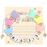 SCRDPRAD Adjustable Big Sister Beaded Bracelet for Daughter Colorful Big Sister Gifts Bracelet With Inspirational Card Announcement Birthday Jewelry